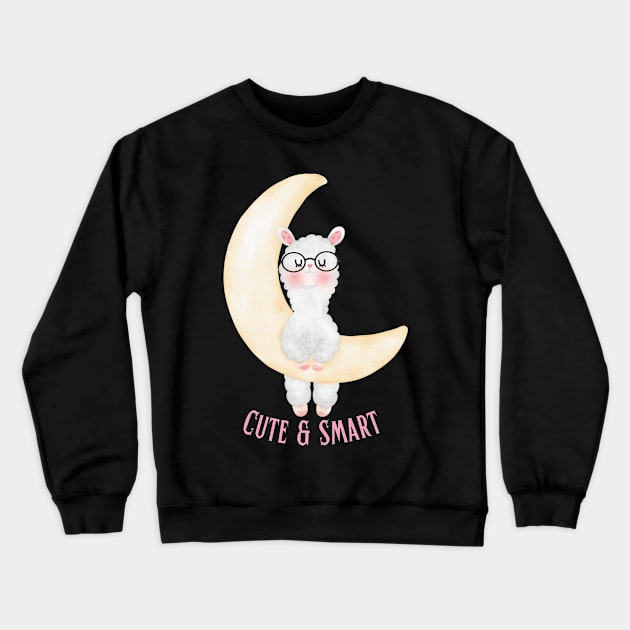 Cute and Smart Cookie Sweet little sleeping llama in glasses cute baby outfit Crewneck Sweatshirt by BoogieCreates